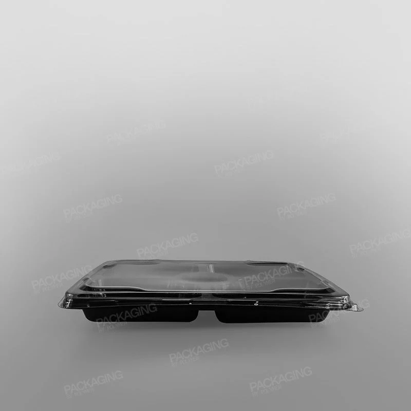 5 Compartment Black Plastic Platter Lid - Image 3
