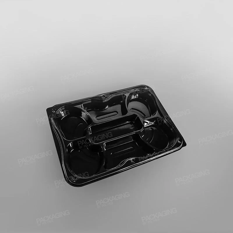 7 Compartment Black Plastic Platter Base & Lids - Image 3