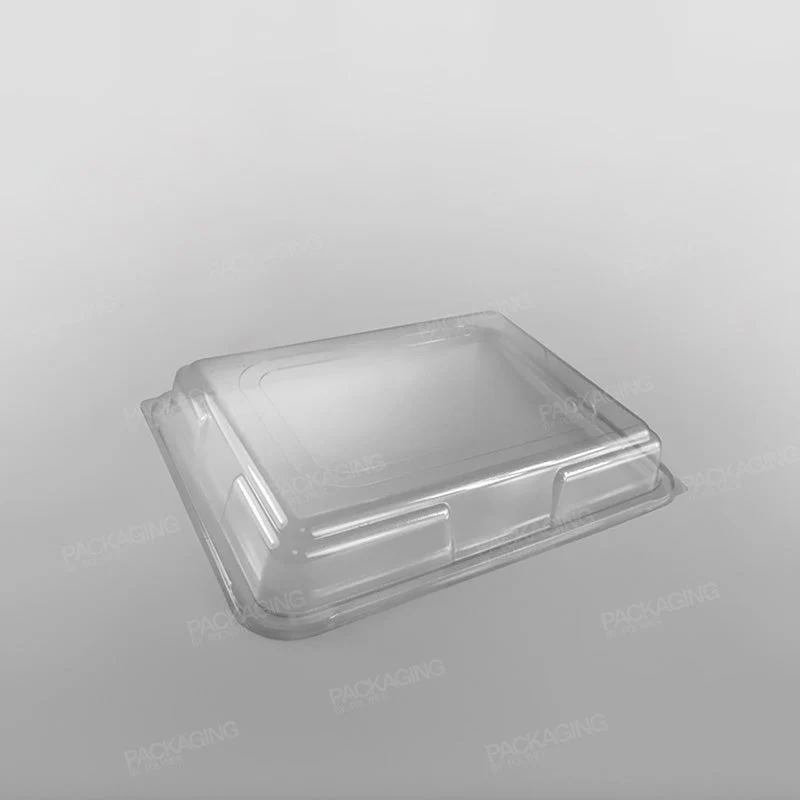 Clear Domed Lid For Plastic Rectangular Platter - Black Base - Image 4