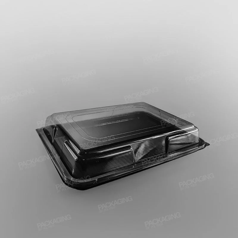 Clear Domed Lid For Plastic Rectangular Platter - Black Base - Image 5