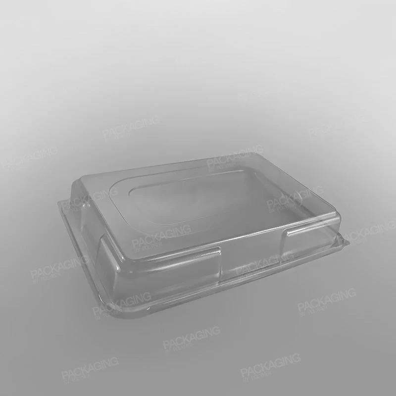 Clear Domed Lid For Plastic Rectangular Platter - Black Base - Image 7